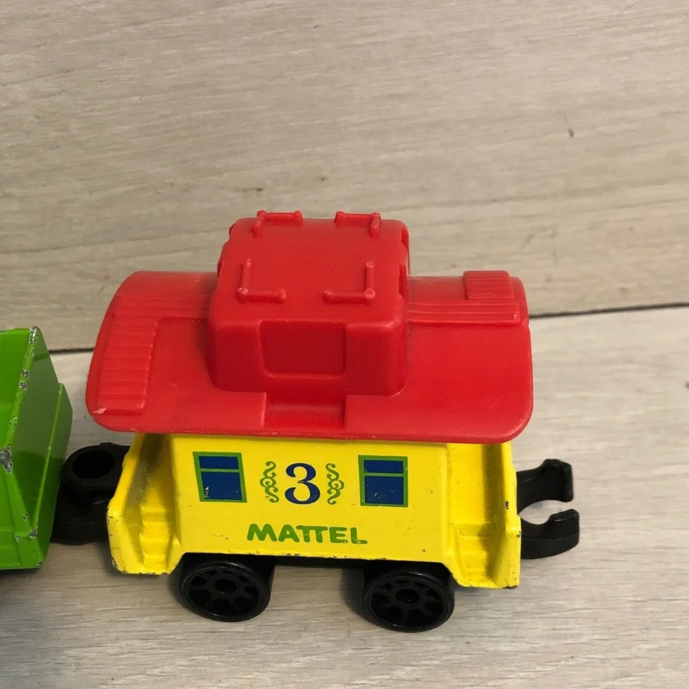 Vintage Mattel Preschool First Wheels Train Die Cast 3 Piece Set '80 Cake Topper